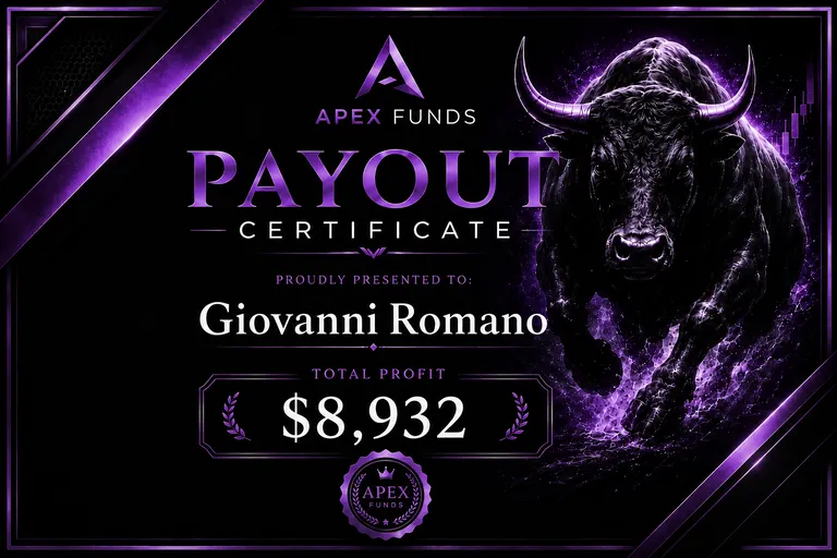 ApexFunds Payout Certificate — Giovanni Romano — $8,932