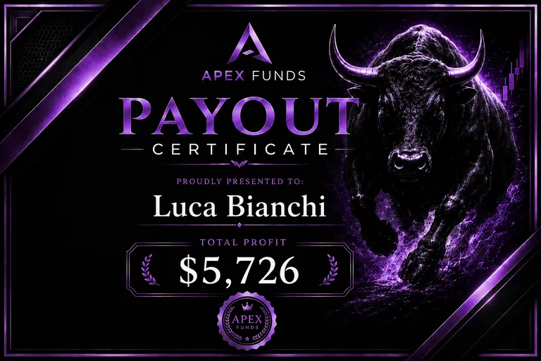 ApexFunds Payout Certificate — Luca Bianchi — $5,726
